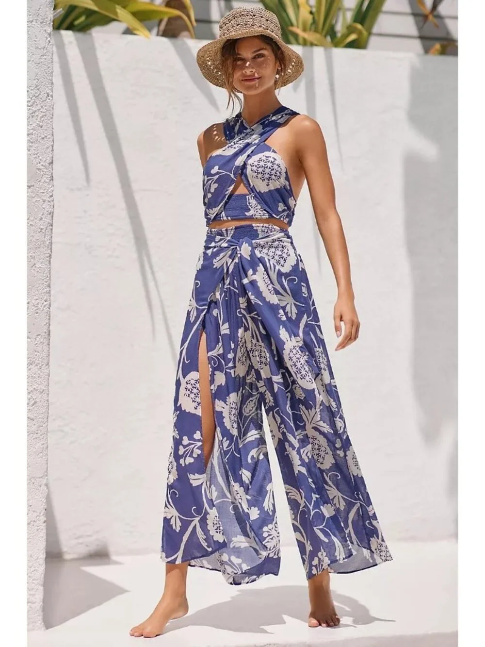 Anthropologie Breezy Crop Halter Tie Top & Matching Pant Set - Picture 4 of 8